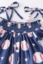 Load image into Gallery viewer, Navy baseball ruffle shorts set
