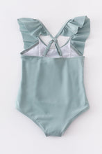 Load image into Gallery viewer, Green ruffle swimsuit
