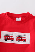 Load image into Gallery viewer, Red fire engine smocked boy top
