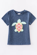 Load image into Gallery viewer, Navy sea turtle applique top
